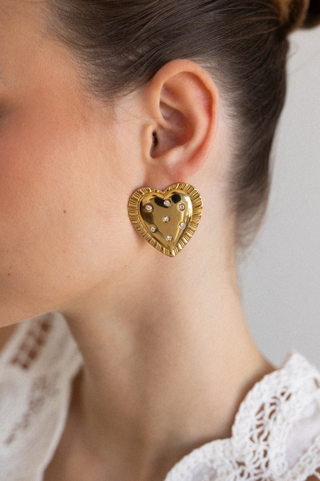 Gold heart offers earrings YSL inspiration